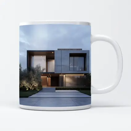 Modern Concrete House Exterior Dusk Sky