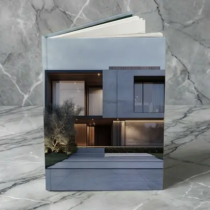 Modern Concrete House Exterior Dusk Sky