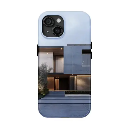 Modern Concrete House Exterior Dusk Sky