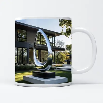 Polished Chrome Loop Sculpture Modern House Garden