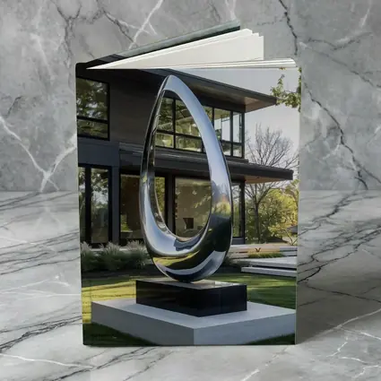 Polished Chrome Loop Sculpture Modern House Garden