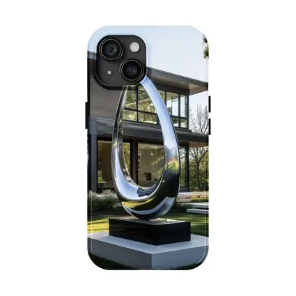Polished Chrome Loop Sculpture Modern House Garden