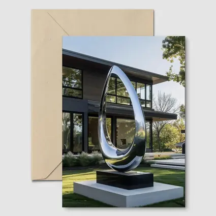 Polished Chrome Loop Sculpture Modern House Garden