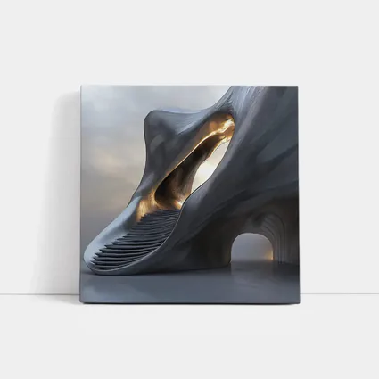 Futuristic Organic Architecture Gold Light Structure