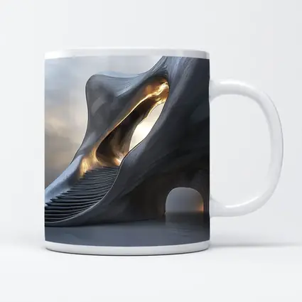 Futuristic Organic Architecture Gold Light Structure