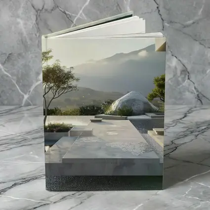 Minimalist Concrete Garden Architecture Mountain Backdrop