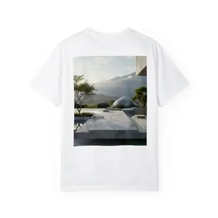 Minimalist Concrete Garden Architecture Mountain Backdrop