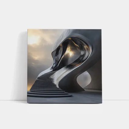 Futuristic Sculptural Architecture Cloudy Sky Art