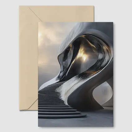 Futuristic Sculptural Architecture Cloudy Sky Art
