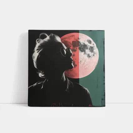 Woman Silhouette Pink Moon Pop Art