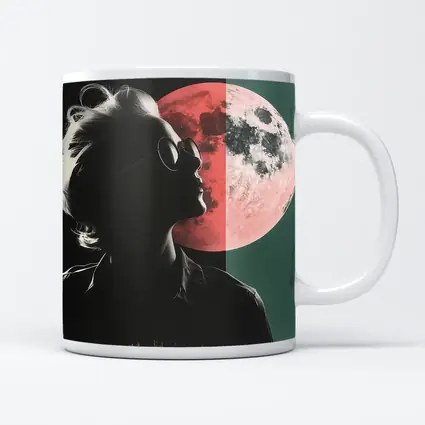 Woman Silhouette Pink Moon Pop Art
