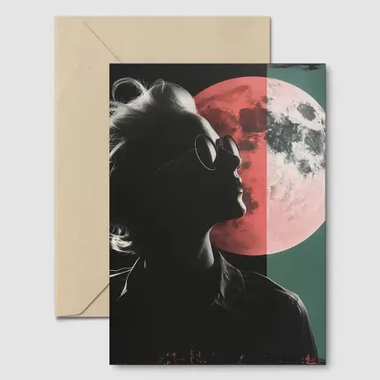Woman Silhouette Pink Moon Pop Art