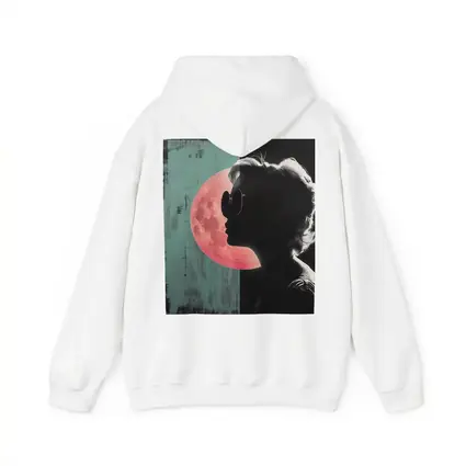 Woman Silhouette Pink Moon Teal Pop Art