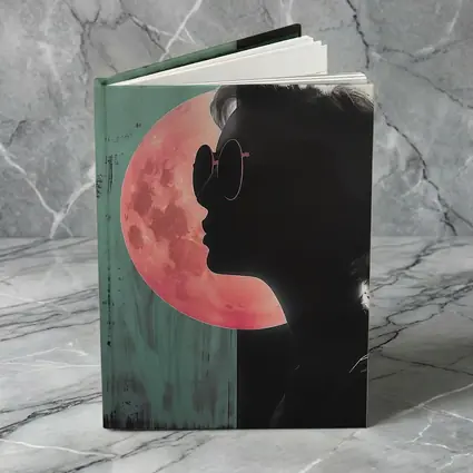 Woman Silhouette Pink Moon Teal Pop Art
