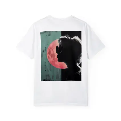 Woman Silhouette Pink Moon Teal Pop Art