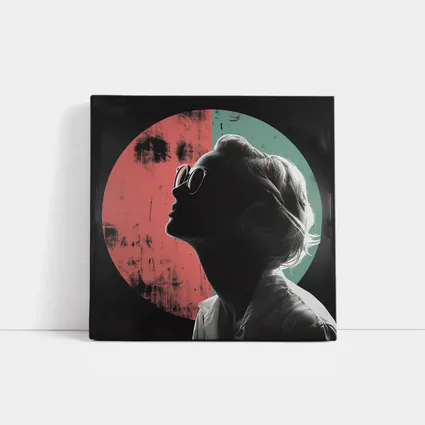 Woman Silhouette Pop Art Circle Background