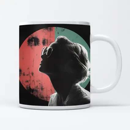 Woman Silhouette Pop Art Circle Background