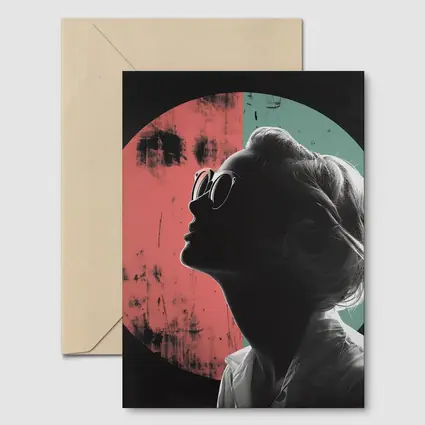 Woman Silhouette Pop Art Circle Background