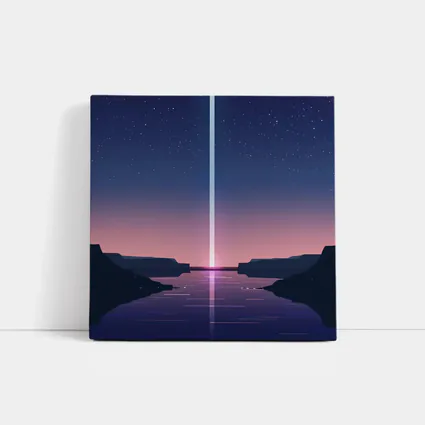Minimalist Starry Night Canyon Light Beam