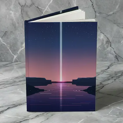 Minimalist Starry Night Canyon Light Beam