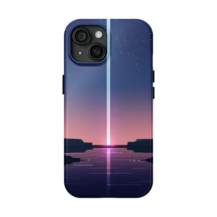 Minimalist Starry Night Canyon Light Beam