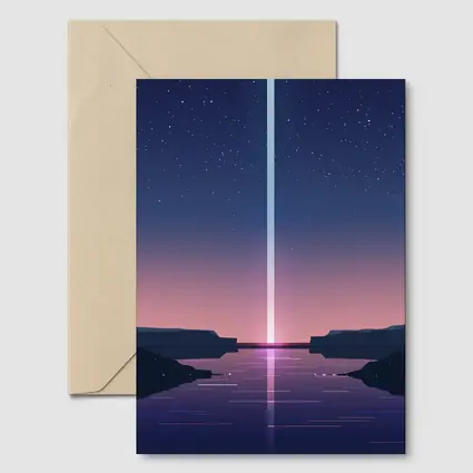 Minimalist Starry Night Canyon Light Beam