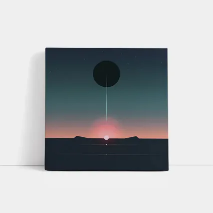 Minimalist Sunset Eclipse Dark Sky Art