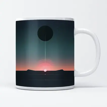 Minimalist Sunset Eclipse Dark Sky Art