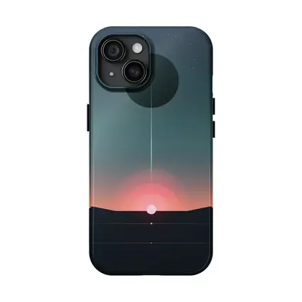 Minimalist Sunset Eclipse Dark Sky Art