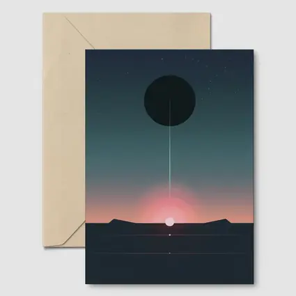Minimalist Sunset Eclipse Dark Sky Art
