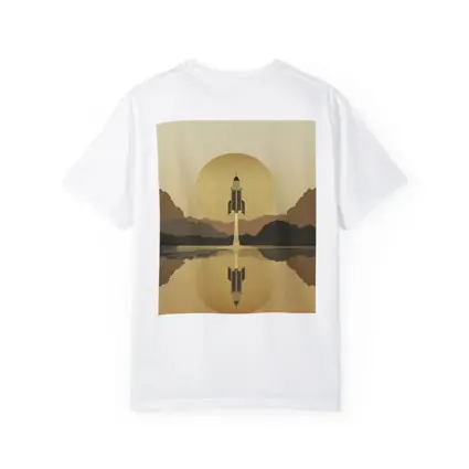 Rocket Launch Minimalist Mars Desert Landscape