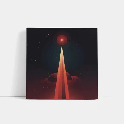 Red Planet Space Beam Retro Cosmic Art