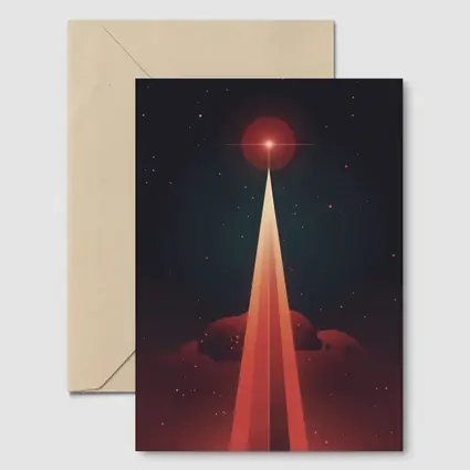 Red Planet Space Beam Retro Cosmic Art