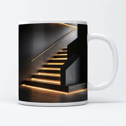 Modern Black Staircase With Gold LED Lighting