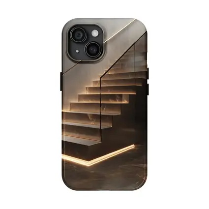Marble Floating Staircase With LED Strip Lighting