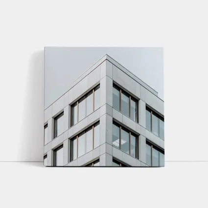 Modern Office Building Corner Gray Sky