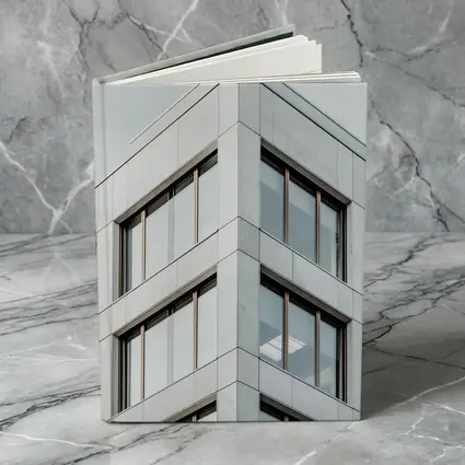 Modern Office Building Corner Gray Sky
