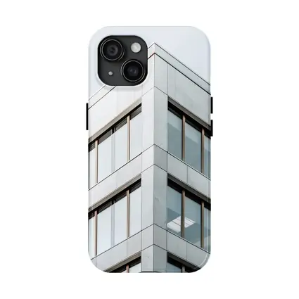 Modern Office Building Corner Gray Sky