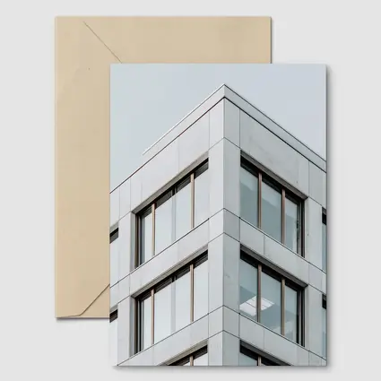 Modern Office Building Corner Gray Sky