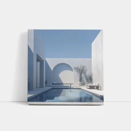 Minimalist White Courtyard Pool Architecture Blue Sky