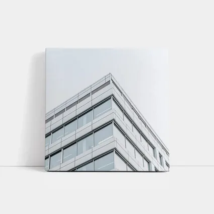 Modern Glass Office Building Corner Gray Sky