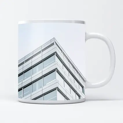 Modern Glass Office Building Corner Gray Sky