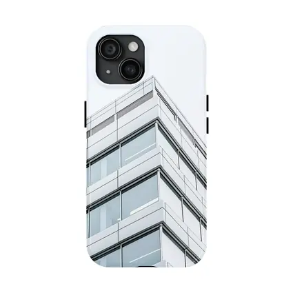 Modern Glass Office Building Corner Gray Sky