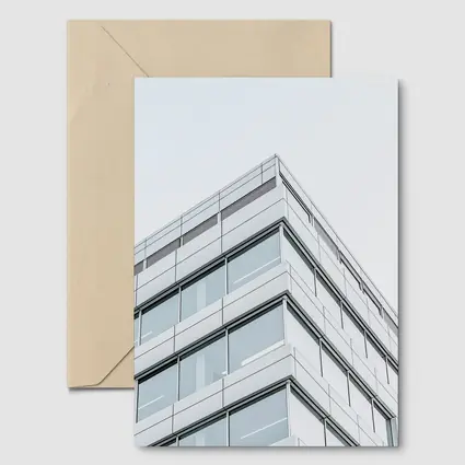 Modern Glass Office Building Corner Gray Sky