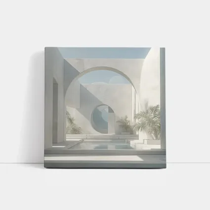 Minimalist White Concrete Courtyard Arch Architecture