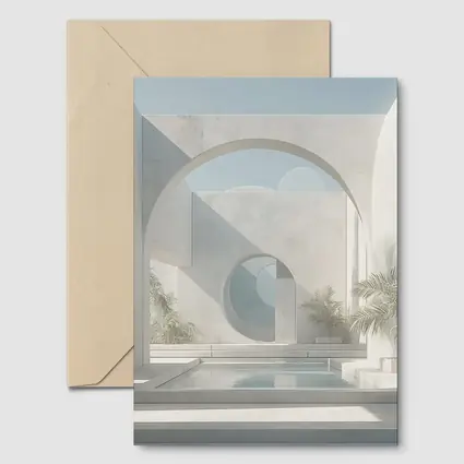 Minimalist White Concrete Courtyard Arch Architecture