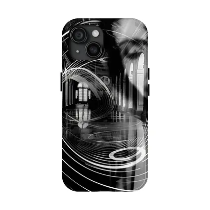 Black White Surreal Face Grand Hall Interior