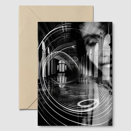 Black White Surreal Face Grand Hall Interior