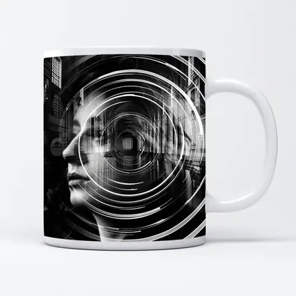 Woman Face Double Exposure Cathedral Black White