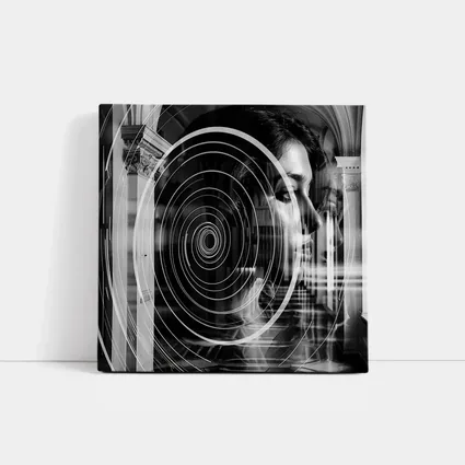 Woman Portrait Black White Spiral Abstract